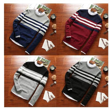 Load image into Gallery viewer, Men 2018 Fall Fashion Casual Striped Cotton Sweater Men O-Neck Warm 100% Cotton Knitted Sweaters Men&#39;s Plus Size Sweaters Coat
