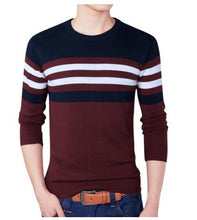 Load image into Gallery viewer, Men 2018 Fall Fashion Casual Striped Cotton Sweater Men O-Neck Warm 100% Cotton Knitted Sweaters Men&#39;s Plus Size Sweaters Coat
