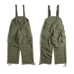 Suspenders Trousers Mens Streetwear Overalls Multi-pocket Work Cargo Pants Casual Wide-legged Baggy Pant Men