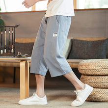 Load image into Gallery viewer, Sinicism Store Men Printed Chinese Style Summer Casual Pants Mens 2020 Linen Loose Trousers Male Oversize Calf-Length Pants 5XL
