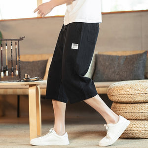 Sinicism Store Men Printed Chinese Style Summer Casual Pants Mens 2020 Linen Loose Trousers Male Oversize Calf-Length Pants 5XL