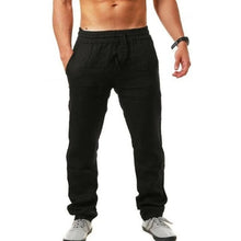 Load image into Gallery viewer, 2020 Male Cotton Linen Joggers Black Men&#39;s Pants Harajuku Fitness Lace Up Spring Mens Trousers Summer Streetwear Clothes
