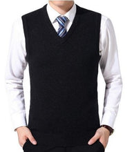 Load image into Gallery viewer, New 2019 Knitted Pullover Male V-Neck Sleeveless Formal Business Homme Casual Knitwear Solid  Men Thin Sweaters Vest J654

