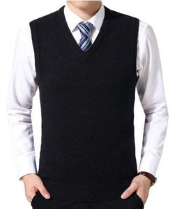 New 2019 Knitted Pullover Male V-Neck Sleeveless Formal Business Homme Casual Knitwear Solid  Men Thin Sweaters Vest J654