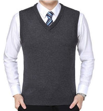 Load image into Gallery viewer, New 2019 Knitted Pullover Male V-Neck Sleeveless Formal Business Homme Casual Knitwear Solid  Men Thin Sweaters Vest J654
