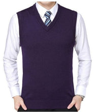 Load image into Gallery viewer, New 2019 Knitted Pullover Male V-Neck Sleeveless Formal Business Homme Casual Knitwear Solid  Men Thin Sweaters Vest J654
