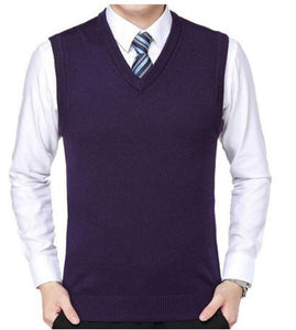 New 2019 Knitted Pullover Male V-Neck Sleeveless Formal Business Homme Casual Knitwear Solid  Men Thin Sweaters Vest J654