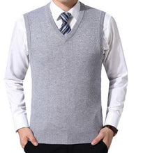 Load image into Gallery viewer, New 2019 Knitted Pullover Male V-Neck Sleeveless Formal Business Homme Casual Knitwear Solid  Men Thin Sweaters Vest J654
