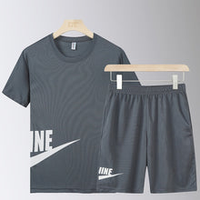 Load image into Gallery viewer, Casual Male Tracksuit Clothing Summer Men Set Fitness Suit Sporting Suits Short Sleeve T Shirt + Shorts Quick Drying 2 Piece Set
