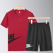 Load image into Gallery viewer, Casual Male Tracksuit Clothing Summer Men Set Fitness Suit Sporting Suits Short Sleeve T Shirt + Shorts Quick Drying 2 Piece Set
