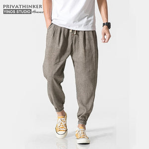 Privathinker Cotton Linen Casual Harem Pants Men Joggers Man Summer Trousers Male Chinese Style Baggy Pants 2020 Harajuku Clothe