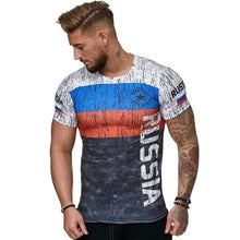 Load image into Gallery viewer, 2019 Summer Russian flag men&#39;s casual fashion T-shirt round neck cool and lightweight man&#39;s T-shirt Free shipping
